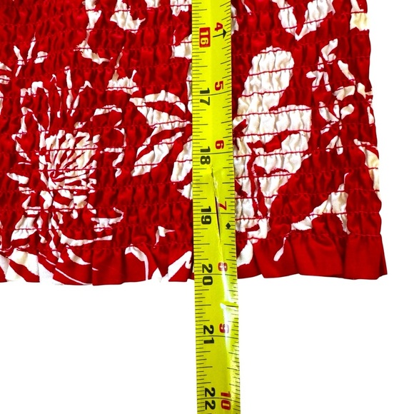Old Navy Floral Red White Smocked Fitted Ruffle Tank Top M NWT - Picture 7 of 7